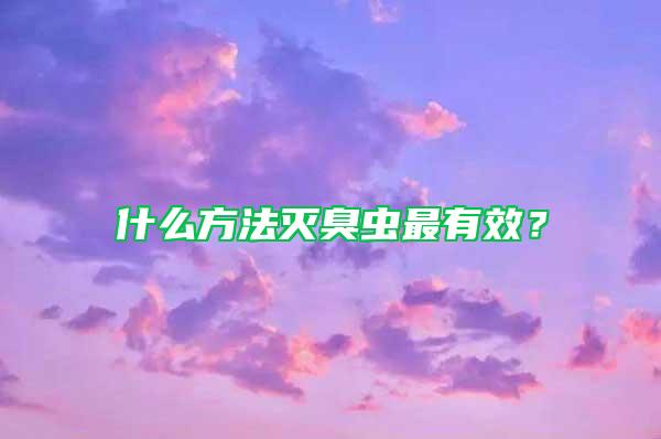 什么方法滅臭蟲最有效？
