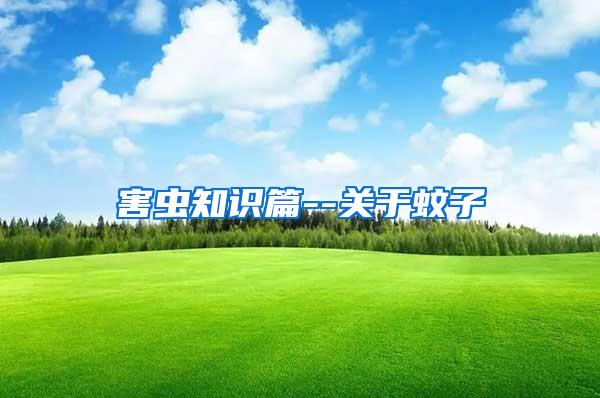 害蟲知識篇--關(guān)于蚊子